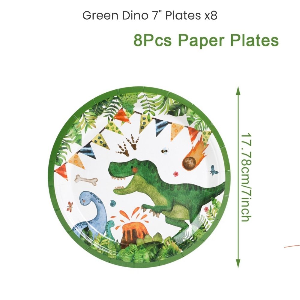 Green Dinosaur Theme Disposable Tableware Plates Cups Napkins Table Cover for birthday party
