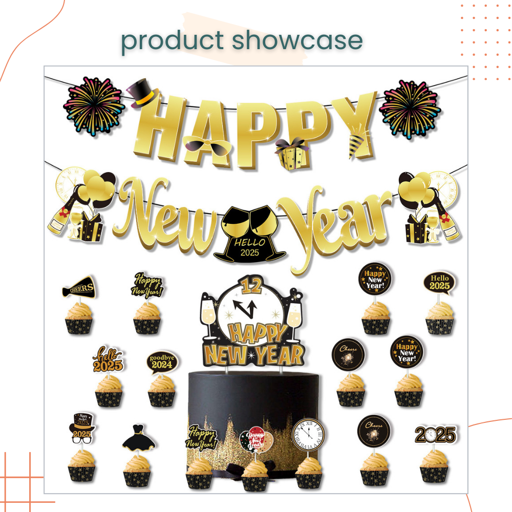 Happy New Year 2025 Balloon Decoration Pack for New Year Celebrations Parties