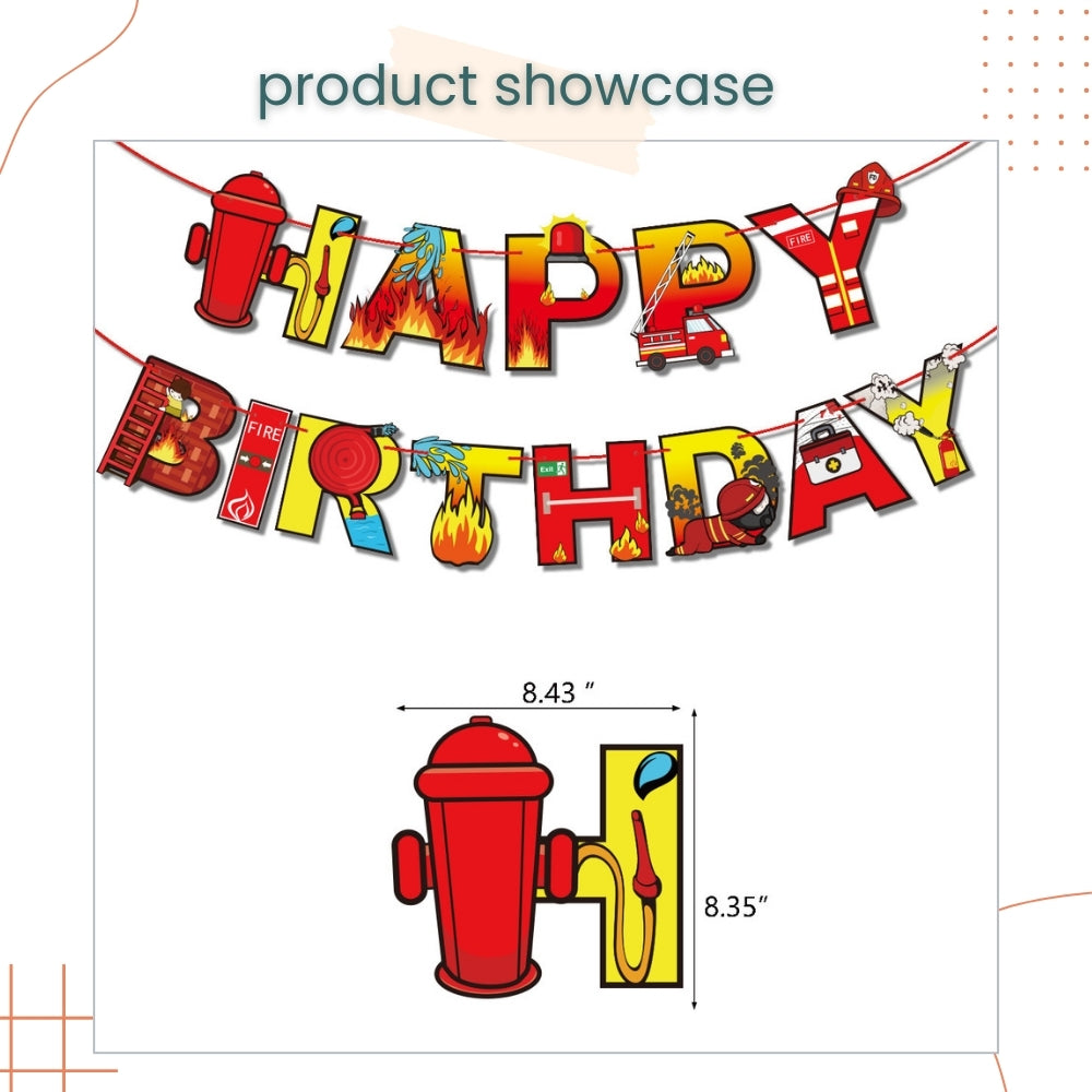 Fire Engine Birthday Decoration Pack for Party Event Celebration