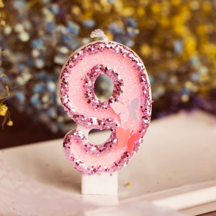 Premium Butterfly Pink Number Candle for birthday party cake decoration event
