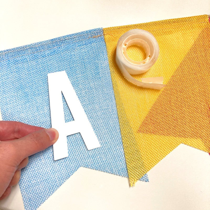 DIY Brown Linen banner customise happy birthday banner