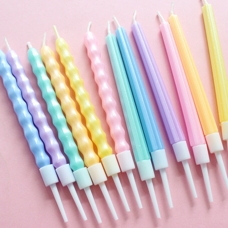 Pastel Rainbow Spiral Candles