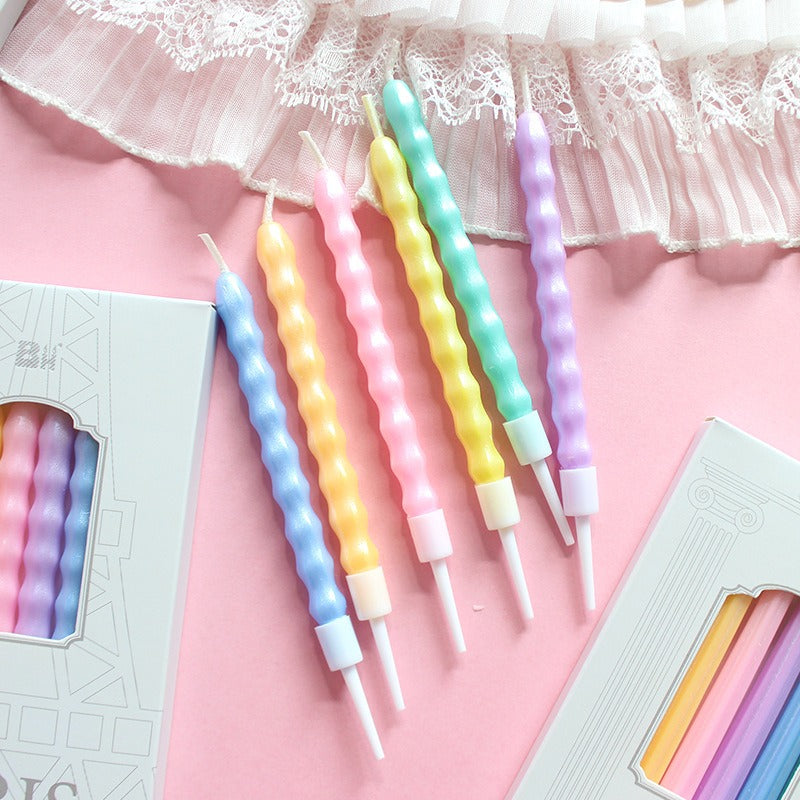 Pastel Rainbow Spiral Candles