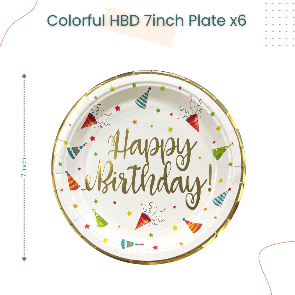 Colorful Happy Birthday Rainbow Party Hat Disposable Tableware