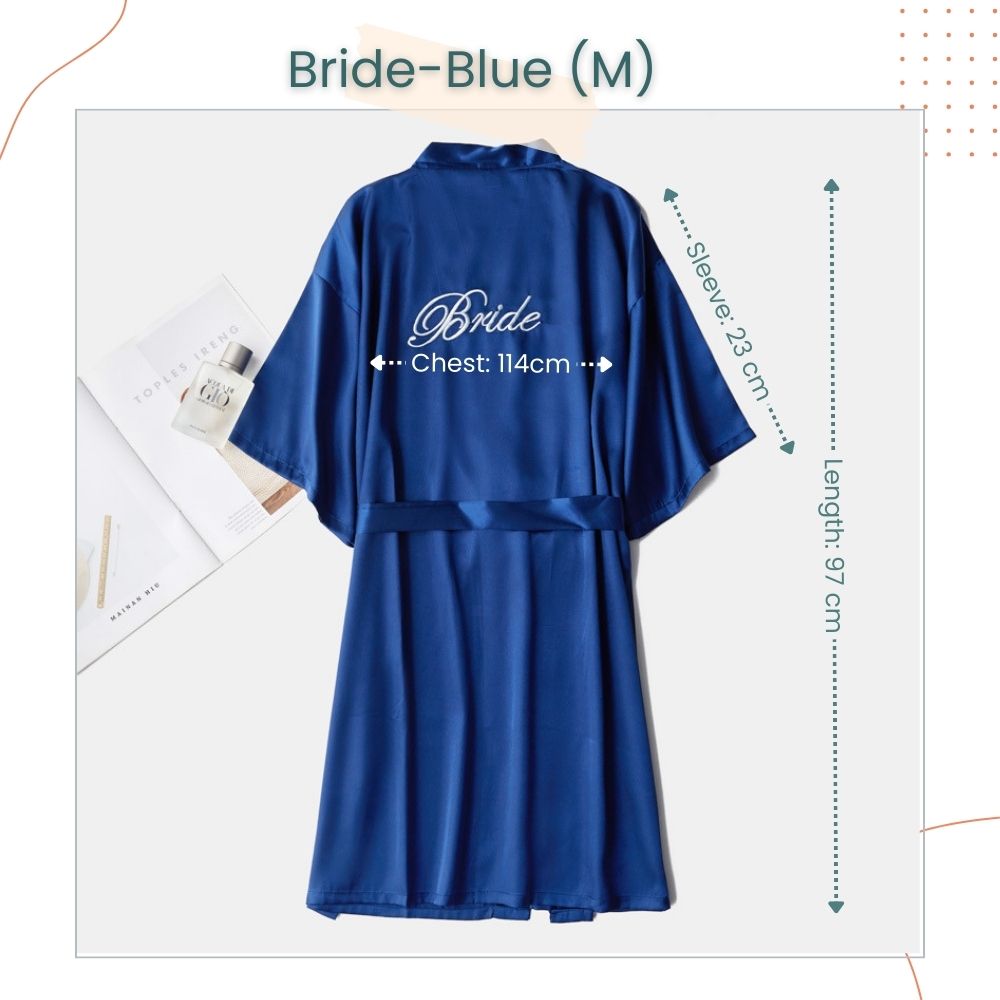 Bride To Be Bridesmaid Satin Robe - Blue