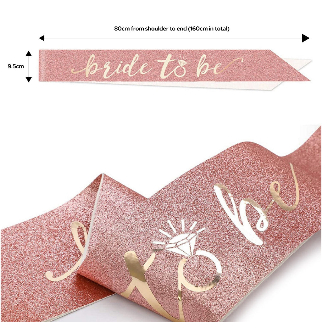 Gorgeous Bride to Be lowercase Glitter Rose Gold Sash