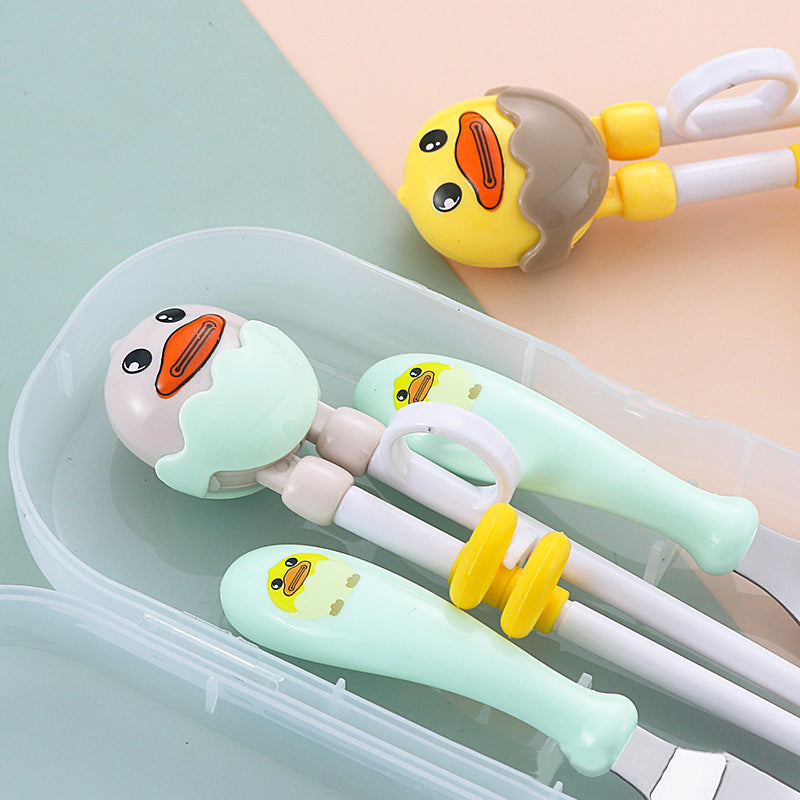 Cute Cartoon 3 in 1 Cutlery Set with Spoon Fork Chopsticks