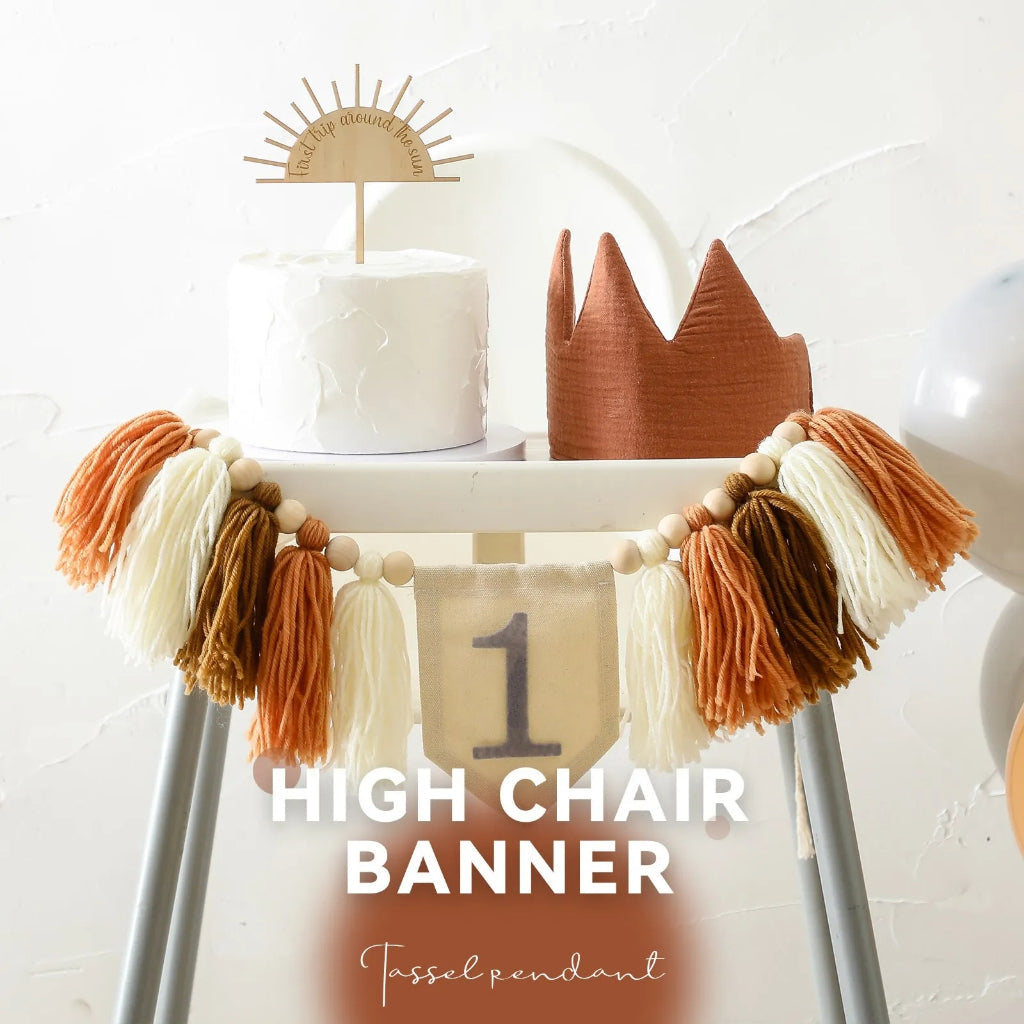 6pcs Unisex 1st Birthday Banner Brown Set