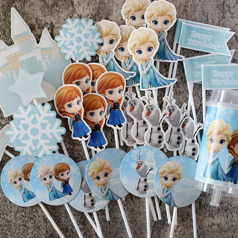 Frozen Snowflake Castle Birthday Cake Cupcake Toppers