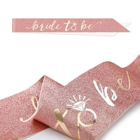 Gorgeous Bride to Be lowercase Glitter Rose Gold Sash