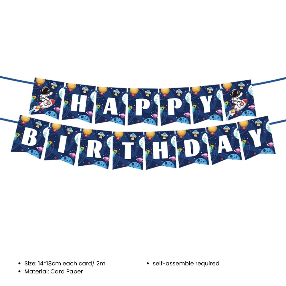 New Edition Space Astronaut Theme Tableware Banner for Birthday Partie Celebration