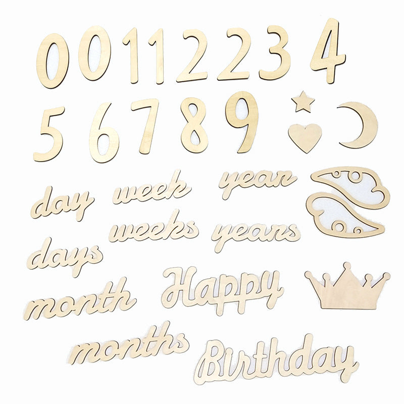 Wooden Photo Props Birthday Day Month Year Week Wall Decoration