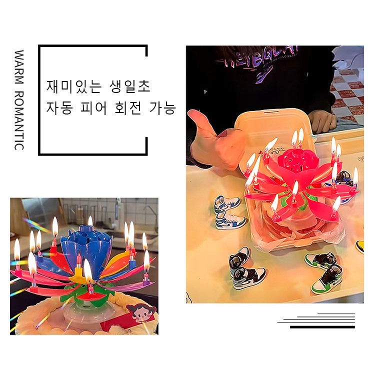 Happy Birthday Candle Double layer Rainbow Music Lotus Birthday Candle