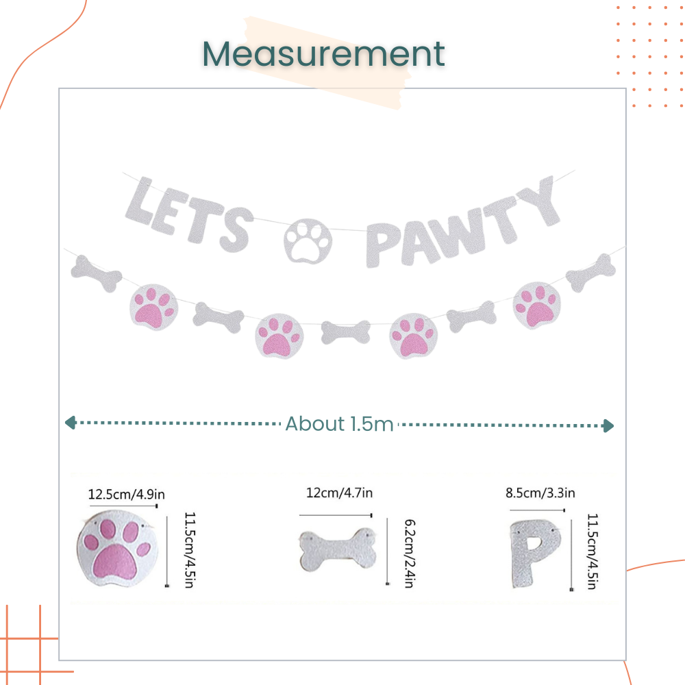 Puppy IT'S MY BDAY MOTHER PUPPERS & LETS PAWTY Decoration Banner for Birthday Party