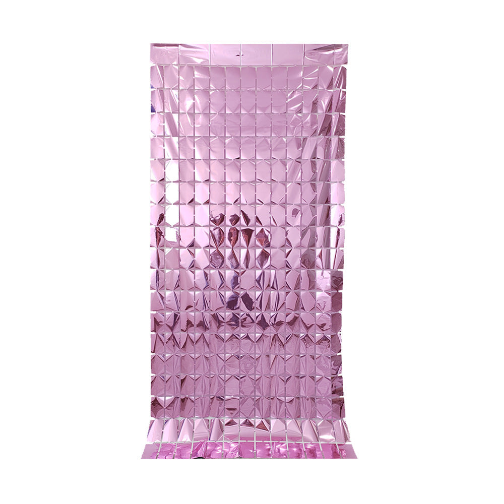 Sequin Tinsel Curtain Backdrop Square - Pink