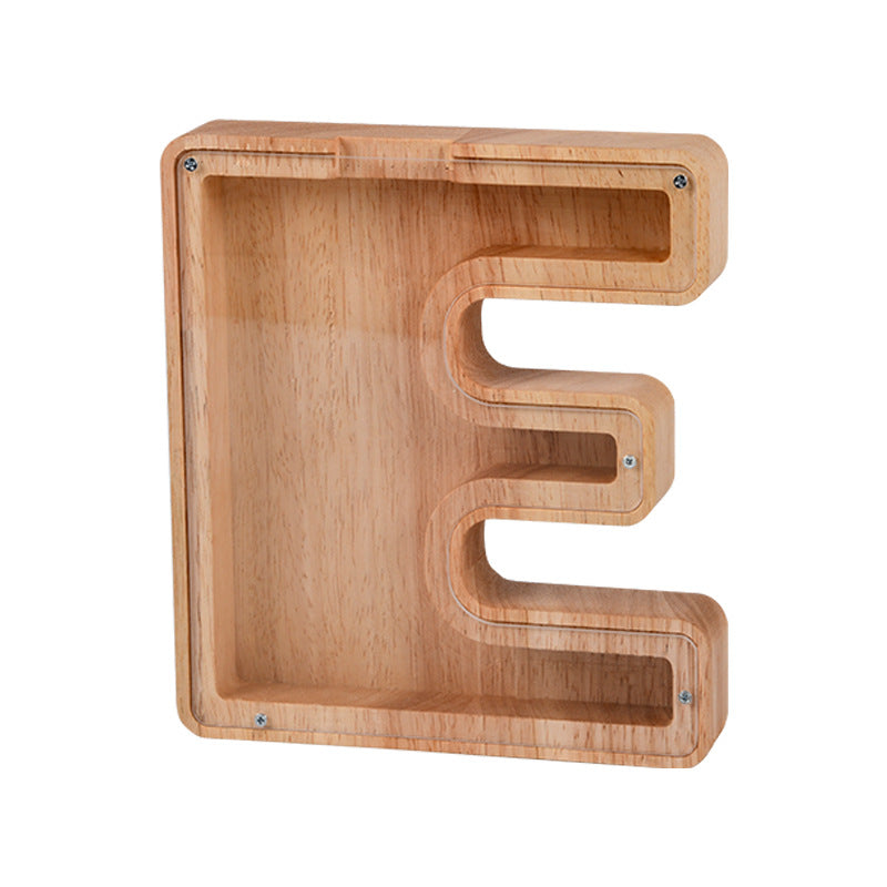 Wooden Piggy Bank with Customize Name Stickers