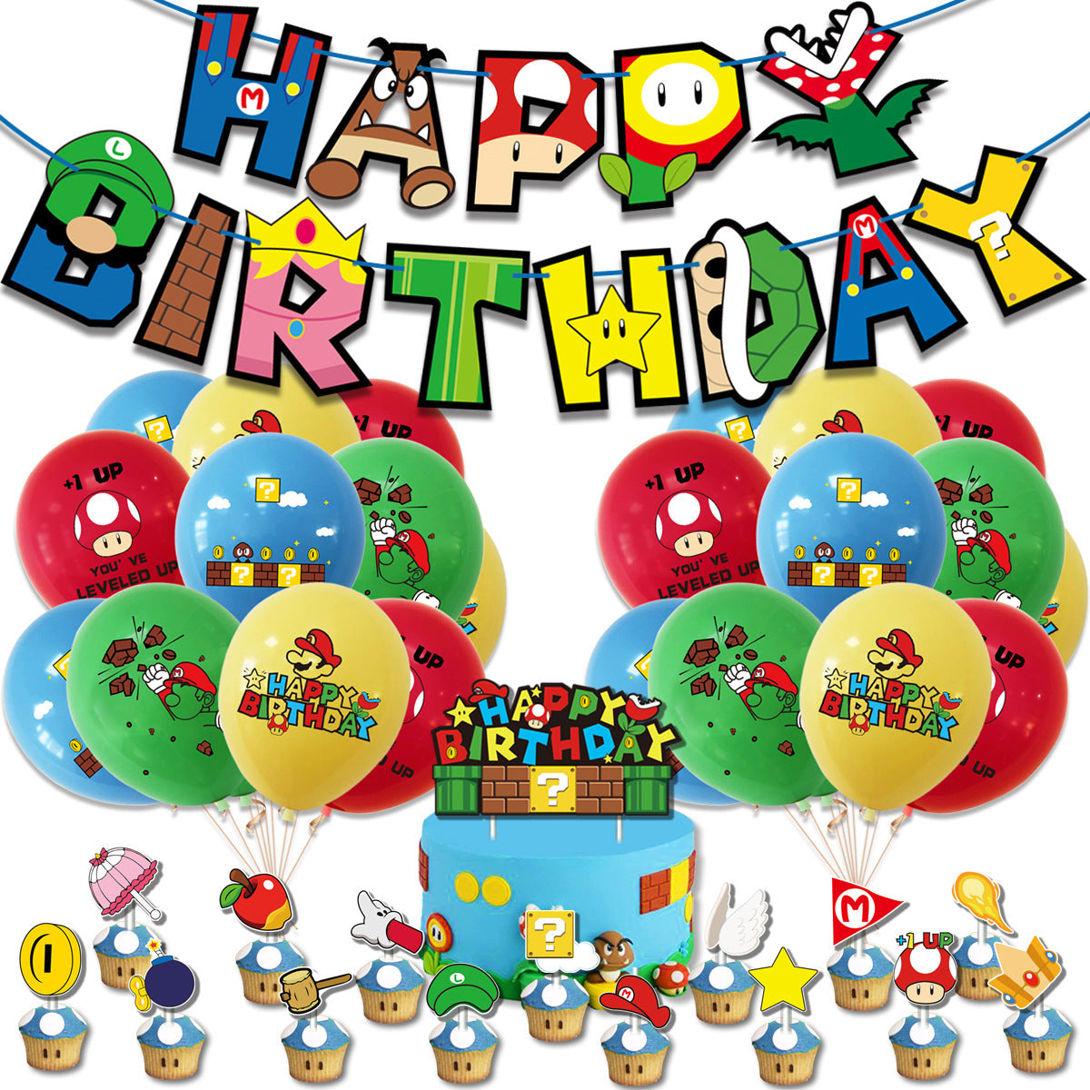 Super Mario Theme Balloons Deco Pack