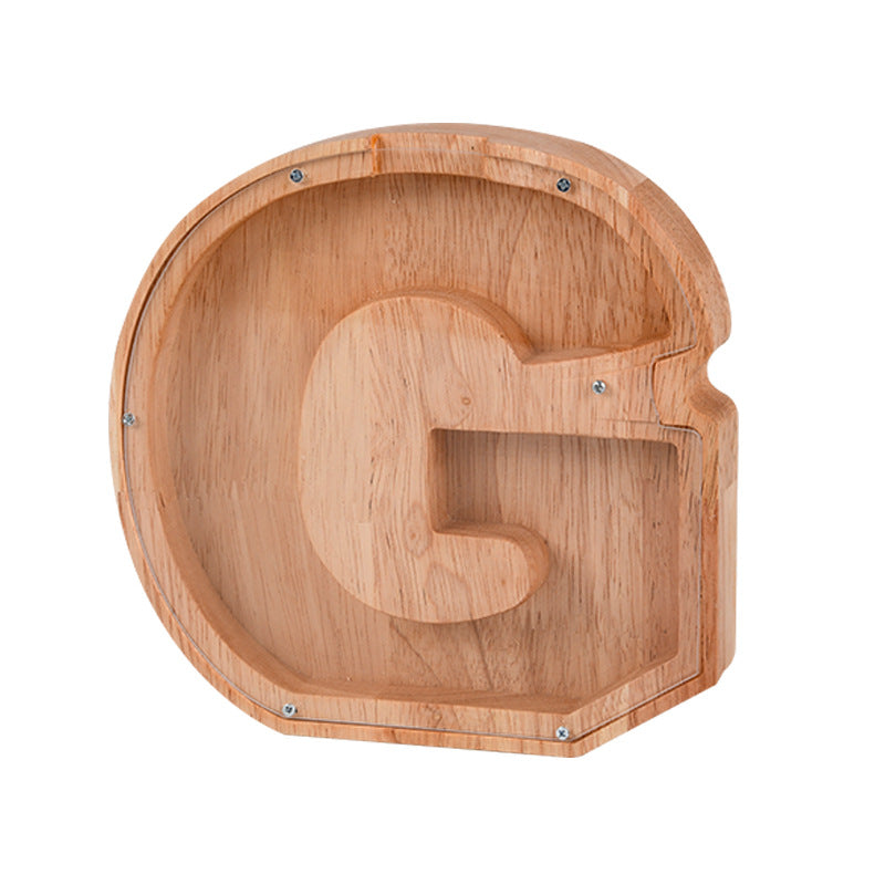 Wooden Piggy Bank with Customize Name Stickers
