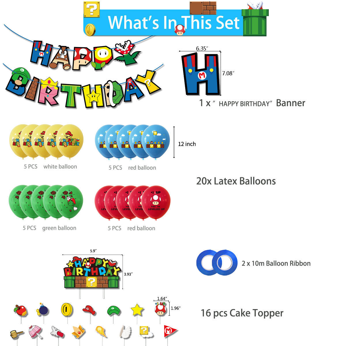 Super Mario Theme Balloons Deco Pack