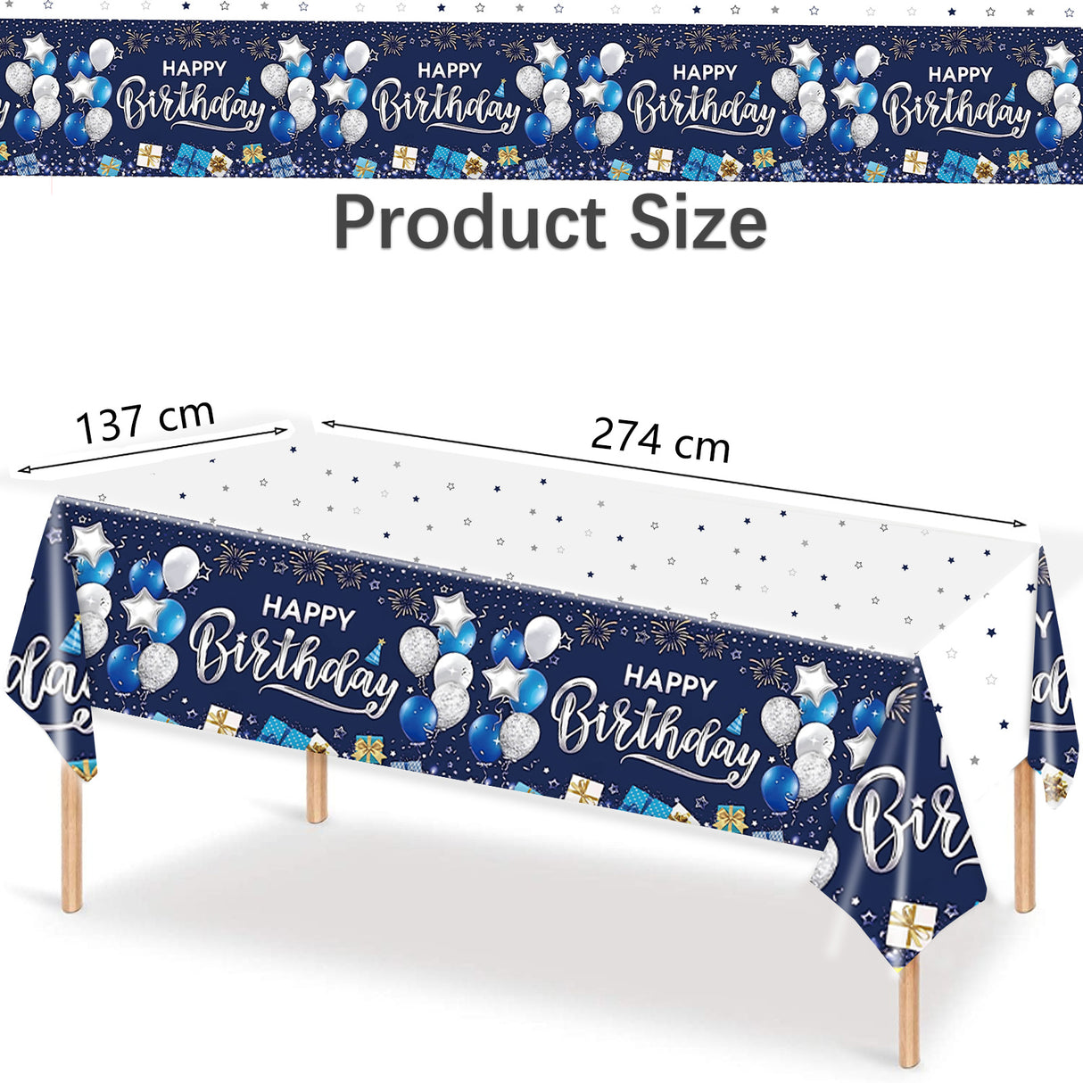 Happy Birthday Disposable Table Cloth - Dark Blue
