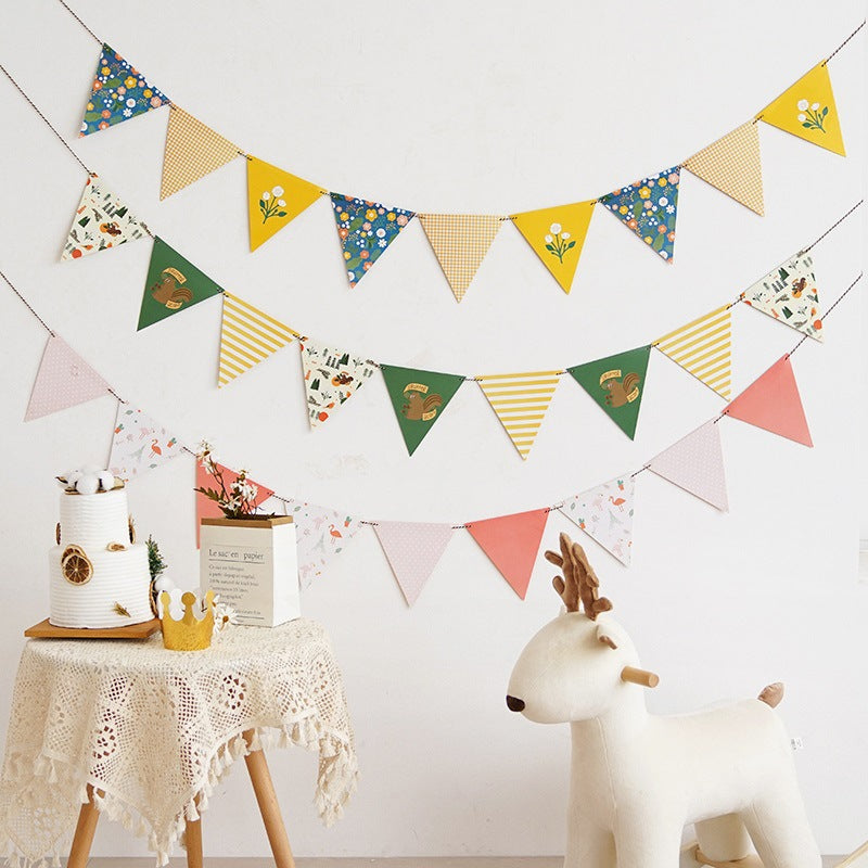 Decorative Banner Cute Triangle Flag Bunting for Party Decoration