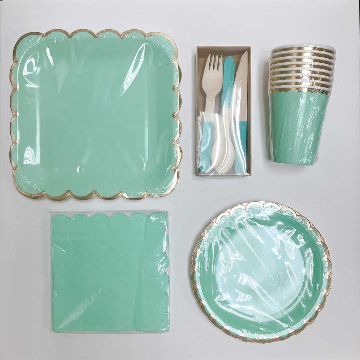 Disposable plates, cups, fork & spoons for parties - Candy Pastel Colour
