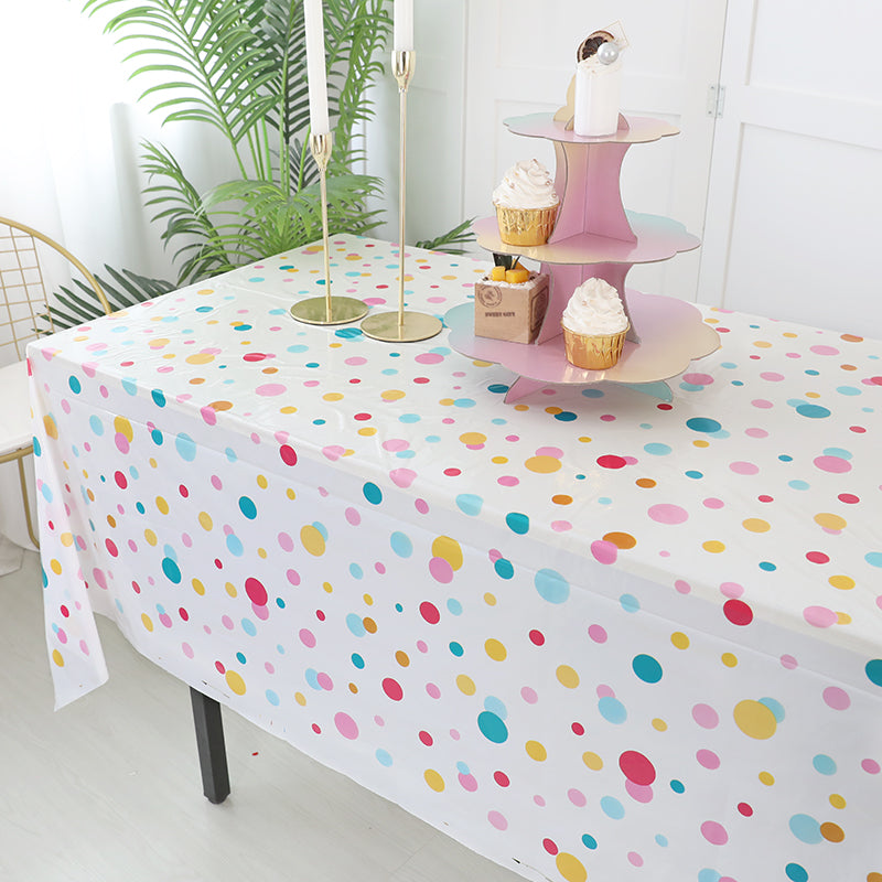 Rainbow Polka Dots Disposable Table Cloth
