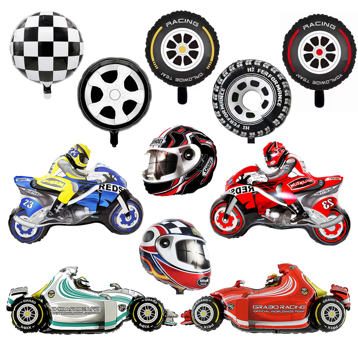 Racing Race Car Motorcycle Gaming Foil Balloon Individual