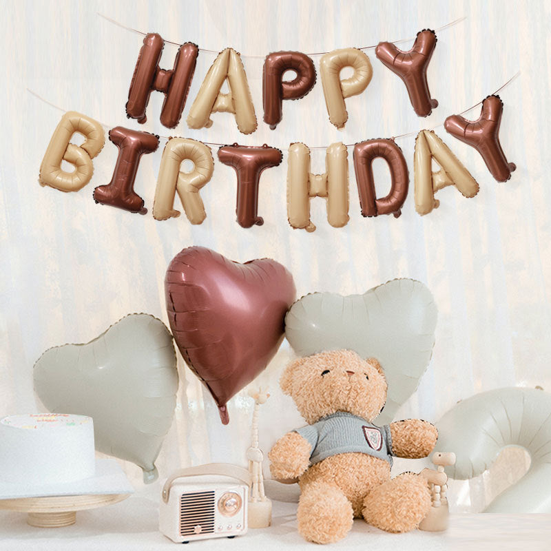 16 inch Happy Birthday Foil Balloon - Caramel+Coffee