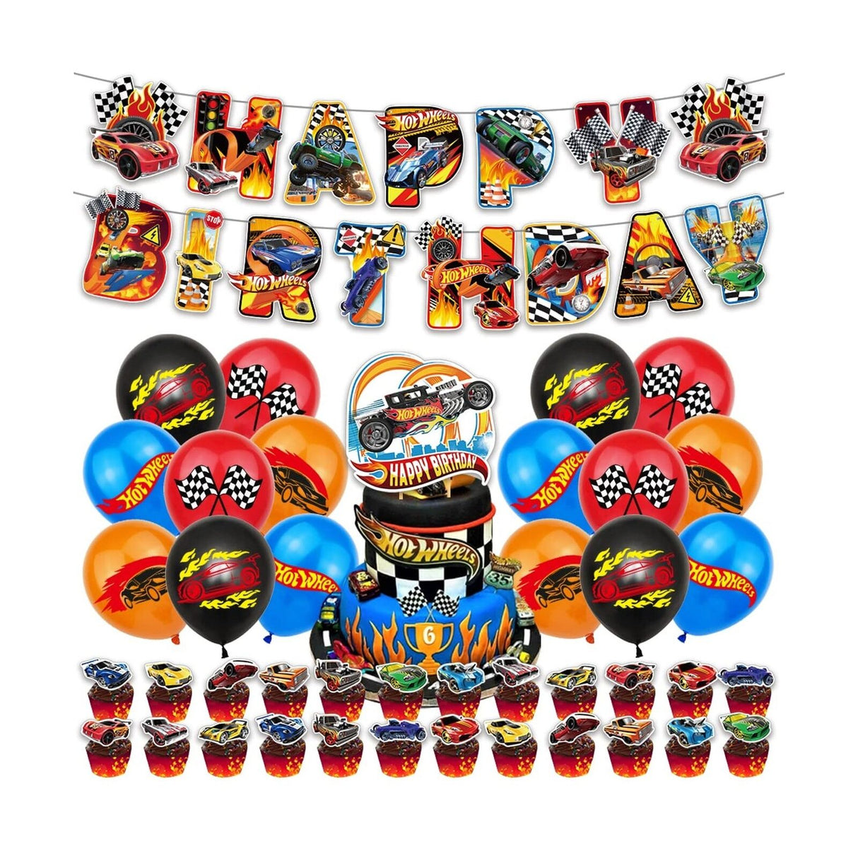 Racing Car Hot Wheels Balloon Birthday Pack