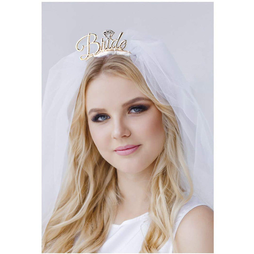 Veil with Diamond Tiara Bride To Be - Gold