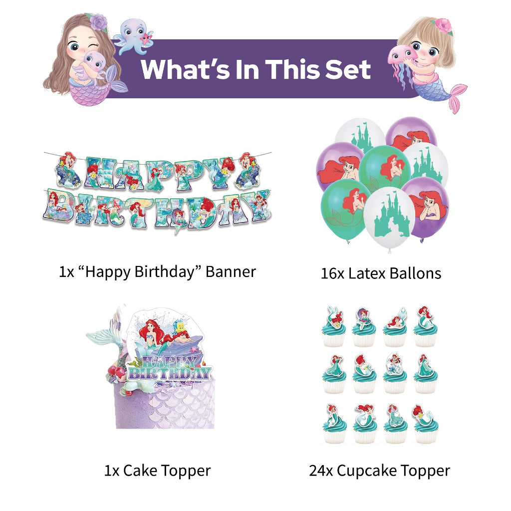 Mermaid Birthday Decoration Pack for party event celebration Ariel Mermaid Under The Sea set