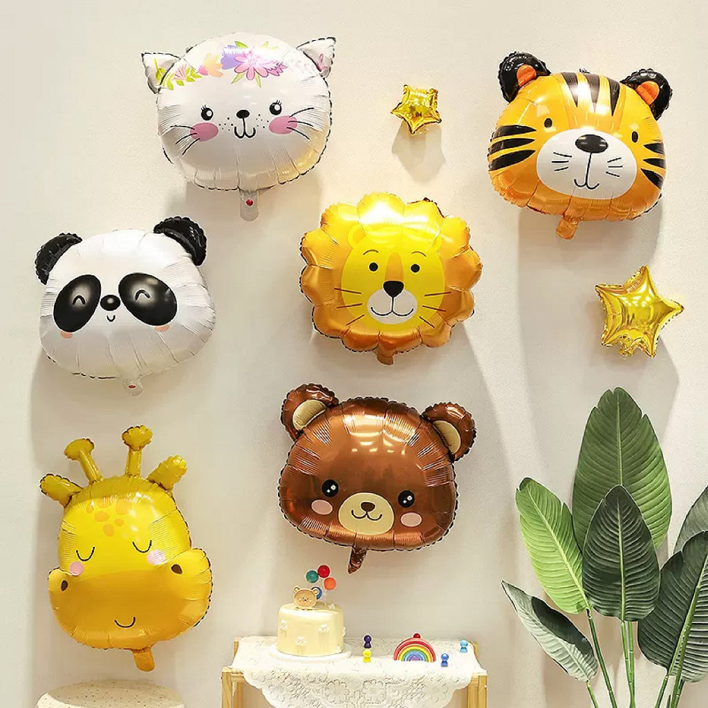 Large Cartoon Animal Head Foil Balloon Individual