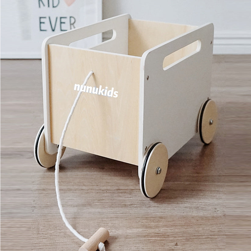 Nunukids Wooden Fruit Grocery Cart Trolley Play Set