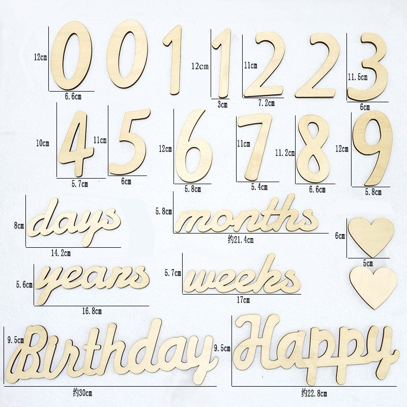 Wooden Photo Props Birthday Day Month Year Week Wall Decoration