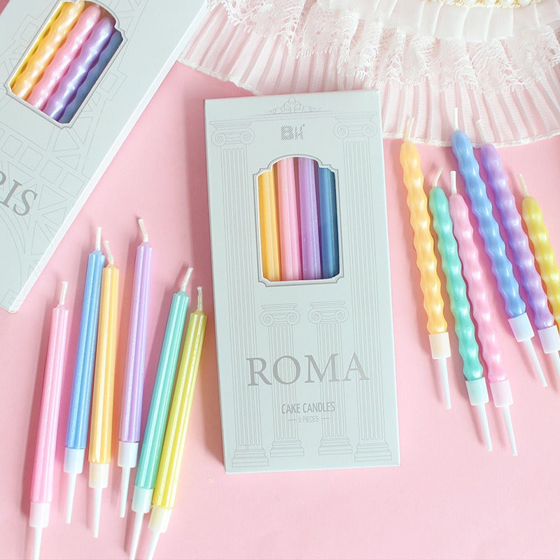 Pastel Rainbow Spiral Candles