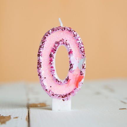 Premium Butterfly Pink Number Candle for birthday party cake decoration event