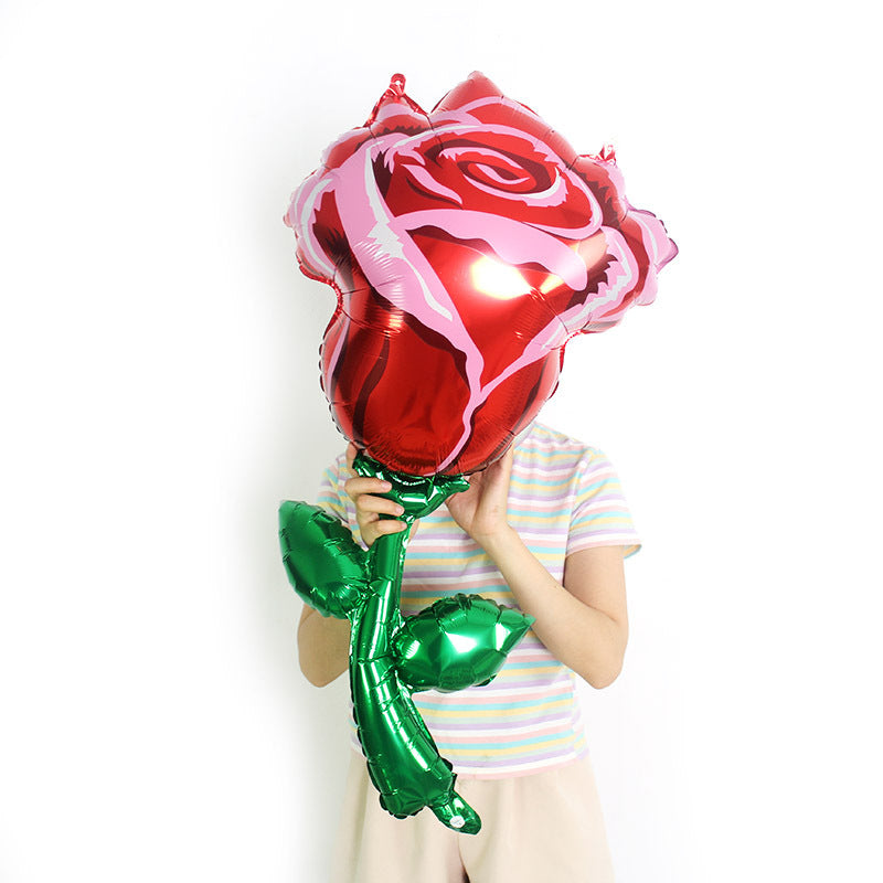 Red Rose Flower Shaped Foil Balloon