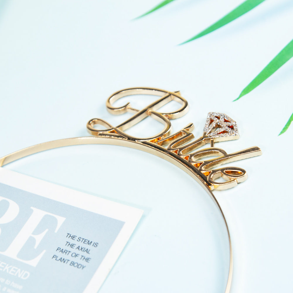 Bride Tiara Headband - Gold