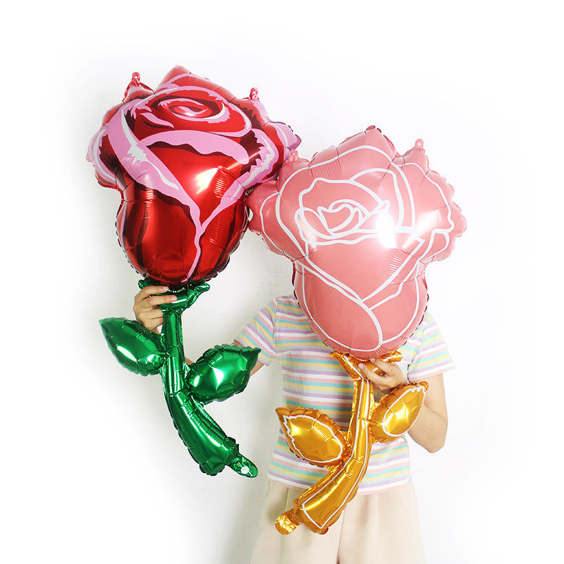 Red Rose Flower Shaped Foil Balloon