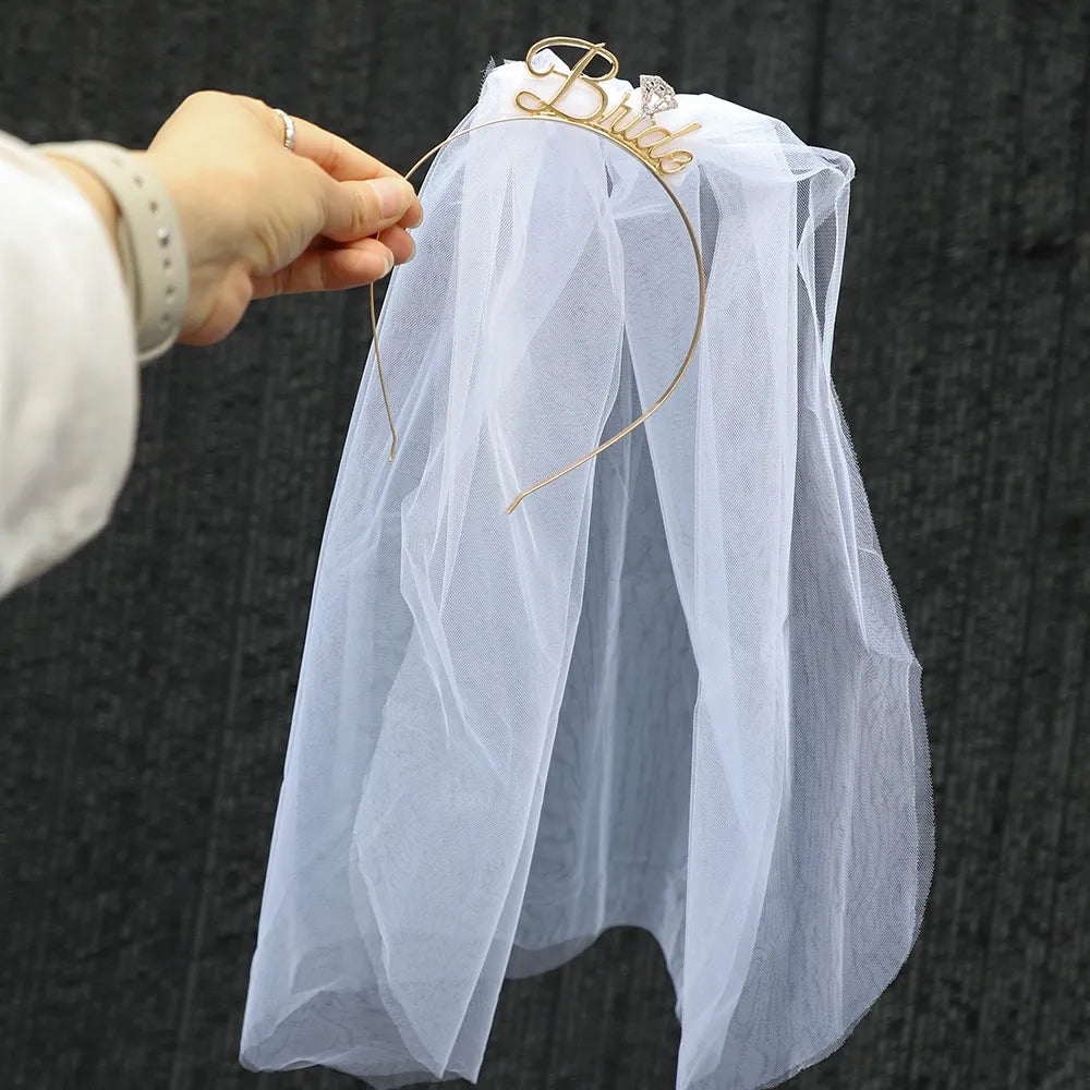 Veil with Diamond Tiara Bride To Be - Rose Gold