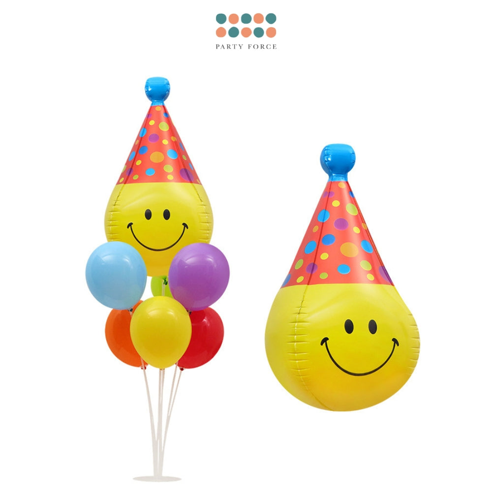 4D Smiley Party Hat Foil Balloon