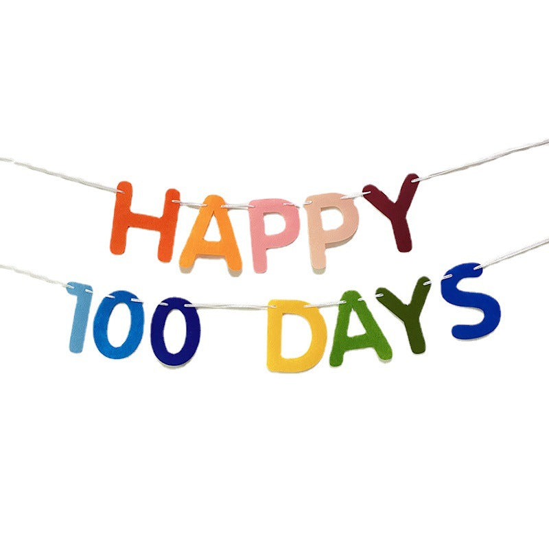 Rainbow Felt Happy 100 Days Banner