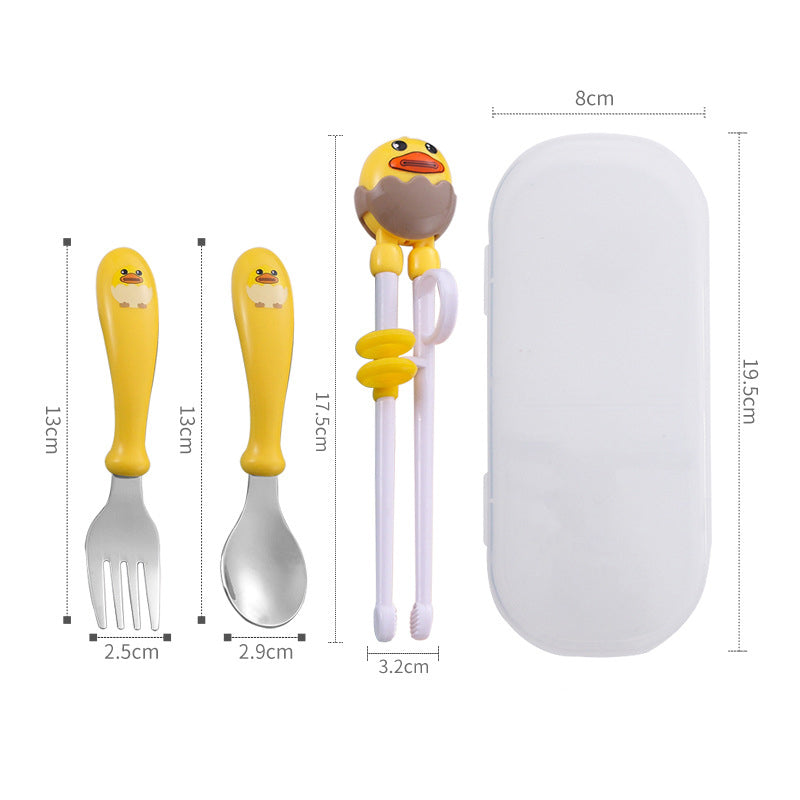 Cute Cartoon 3 in 1 Cutlery Set with Spoon Fork Chopsticks