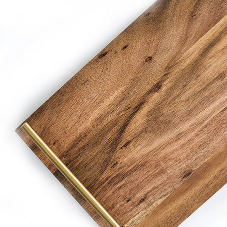 Wooden Serving Tray with Metal Handles (2 size options)