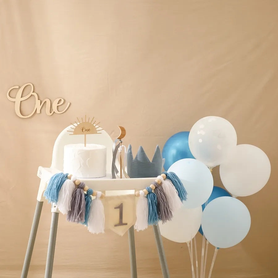 6pcs Unisex 1st Birthday Banner Blue Set