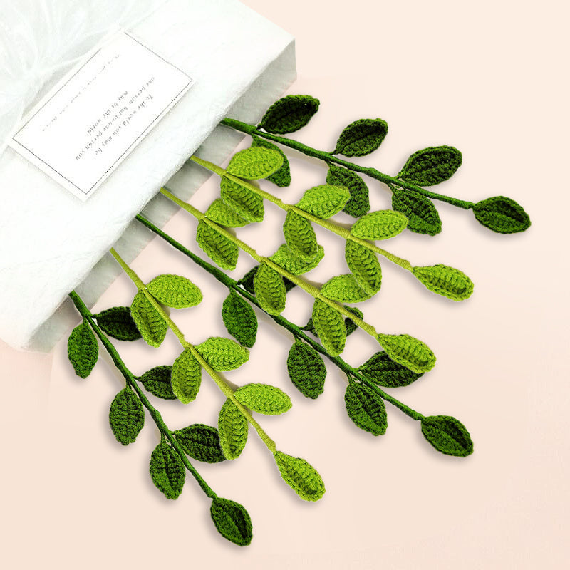 Knitted Woven Eucalyptus Leaf Handmade Flower
