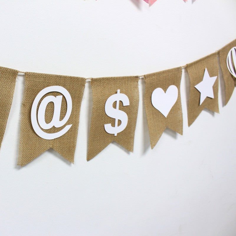 DIY Brown Linen banner customise happy birthday banner