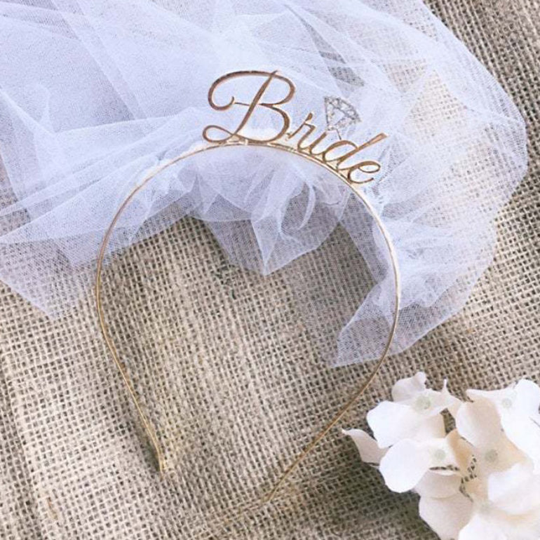 Bride Tiara Headband - Rose Gold