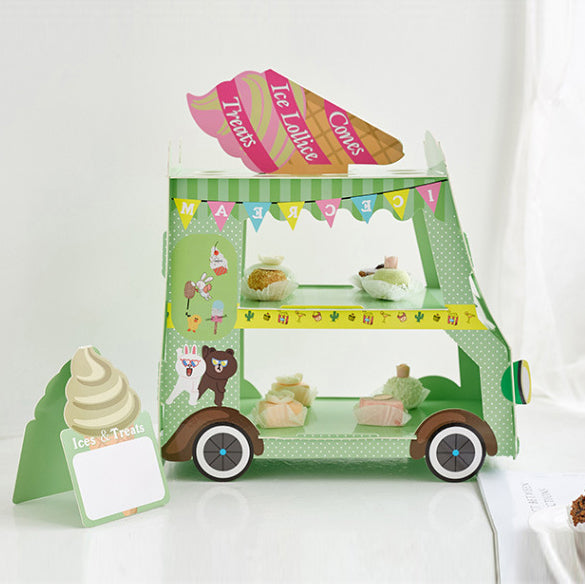 Kids Cake Cupcake Dessert Stand - Green Ice Cream Truck